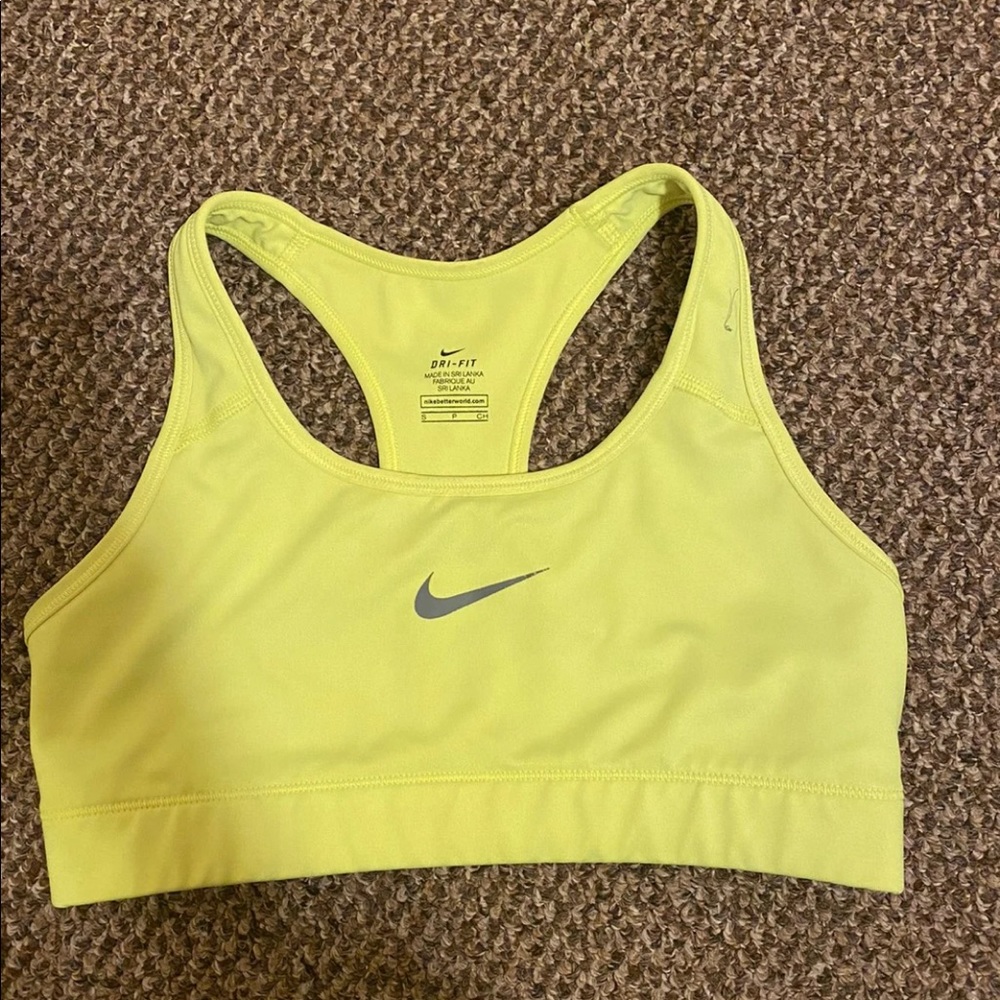 Neon yellow Nike sports bra!